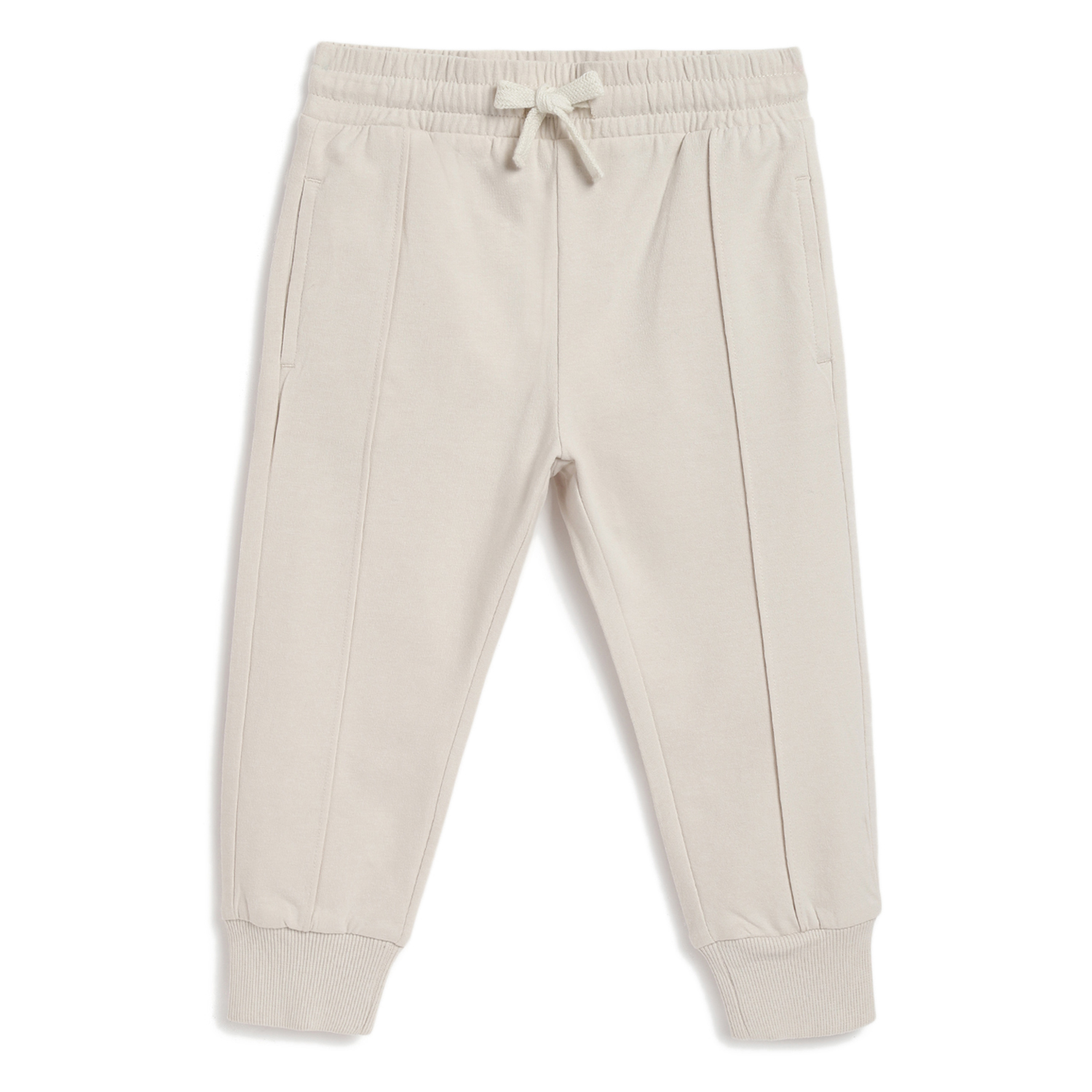 Infants Solid Joggers-Beige